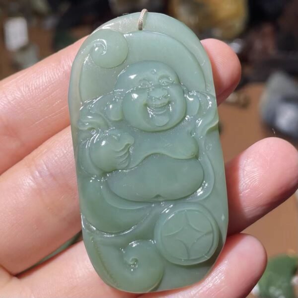 Hetian Jade Laughing Buddha Pendant – Symbol of Joy, Wealth, and Protection